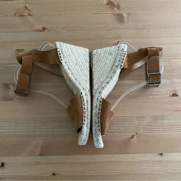 J Crew Brown Suede Corsica Espadrille Wedge Sandals Size 9 - 3.75" Heel Dark Tan - Picture 9 of 16